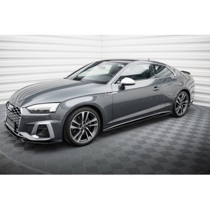 Maxton Design difuzory pod boční prahy pro Audi A5 F5 FL, černý lesklý plast ABS, S-Line Coupe