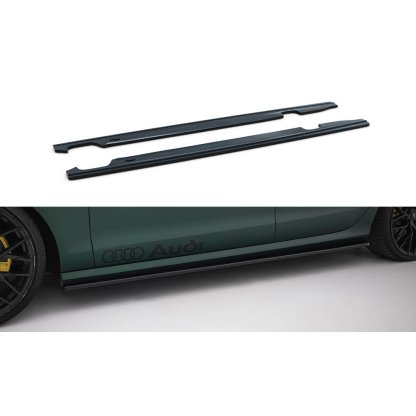 Maxton Design difuzory pod boční prahy pro Audi A6 C7, černý lesklý plast ABS, S-Line