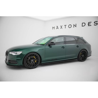 Maxton Design difuzory pod boční prahy pro Audi A6 C7, černý lesklý plast ABS, S-Line