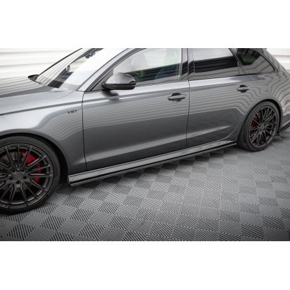 Maxton Design difuzory pod boční prahy pro Audi A6 C7 FL, černý lesklý plast ABS, S-Line