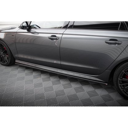 Maxton Design difuzory pod boční prahy pro Audi A6 C7 FL, černý lesklý plast ABS, S-Line