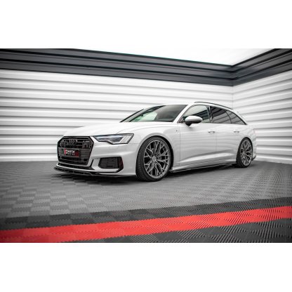 Maxton Design difuzory pod boční prahy pro Audi A6 C8, černý lesklý plast ABS, S-Line