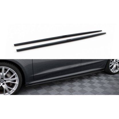 Maxton Design difuzory pod boční prahy pro Audi A7 C8 S-Line, černý lesklý plast ABS
