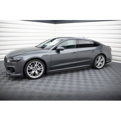 Maxton Design difuzory pod boční prahy pro Audi A7 C8 S-Line, černý lesklý plast ABS