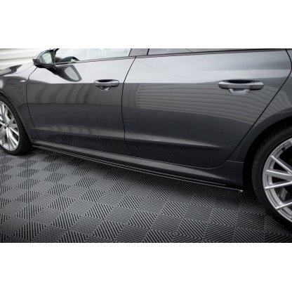 Maxton Design difuzory pod boční prahy pro Audi A7 C8 S-Line, černý lesklý plast ABS