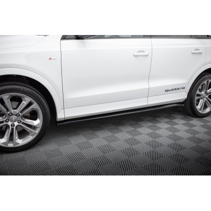 Maxton Design difuzory pod boční prahy pro Audi Q3 8U, černý lesklý plast ABS, S-Line