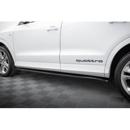 Maxton Design difuzory pod boční prahy pro Audi Q3 8U, černý lesklý plast ABS, S-Line