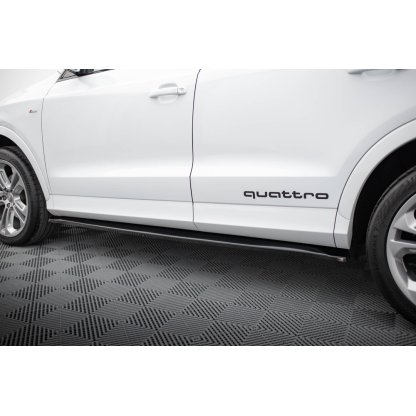 Maxton Design difuzory pod boční prahy pro Audi Q3 8U, černý lesklý plast ABS, S-Line