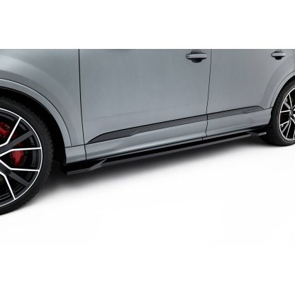 Maxton Design difuzory pod boční prahy pro Audi Q7 Mk2 Facelift 2, černý lesklý plast ABS, S-line