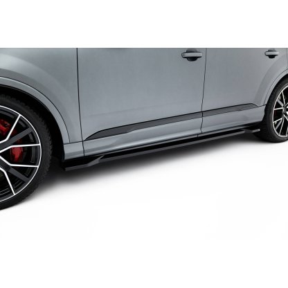 Maxton Design difuzory pod boční prahy pro Audi Q7 Mk2 Facelift 2, černý lesklý plast ABS, S-line