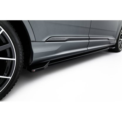 Maxton Design difuzory pod boční prahy pro Audi Q7 Mk2 Facelift 2, černý lesklý plast ABS, S-line