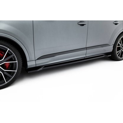 Maxton Design difuzory pod boční prahy pro Audi Q7 Mk2 Facelift 2, černý lesklý plast ABS, S-line