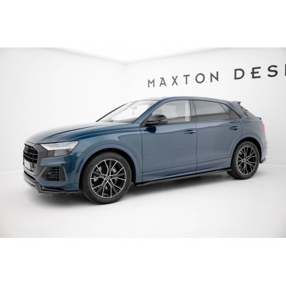 Maxton Design difuzory pod boční prahy pro Audi Q8 Mk 1, černý lesklý plast ABS