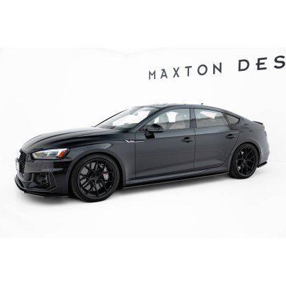 Maxton Design difuzory pod boční prahy pro Audi RS5 F5, černý lesklý plast ABS, Sportback