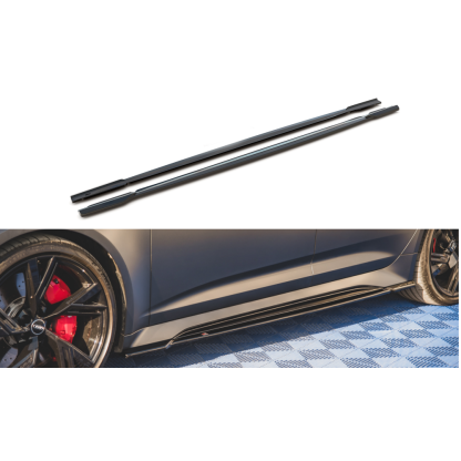Maxton Design difuzory pod boční prahy pro Audi RS6 C8, černý lesklý plast ABS