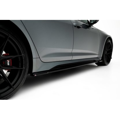Maxton Design difuzory pod boční prahy pro Audi RS7 C8, černý lesklý plast ABS