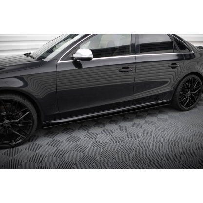 Maxton Design difuzory pod boční prahy pro Audi S4 B8, černý lesklý plast ABS, vč. faceliftu