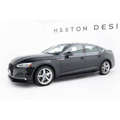Maxton Design difuzory pod boční prahy pro Audi S5 F5, černý lesklý plast ABS, Sportback