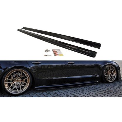 Maxton Design difuzory pod boční prahy pro Audi S8 D4 FL, černý lesklý plast ABS