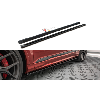 Maxton Design difuzory pod boční prahy pro Audi SQ7 Mk2 Facelift, černý lesklý plast ABS