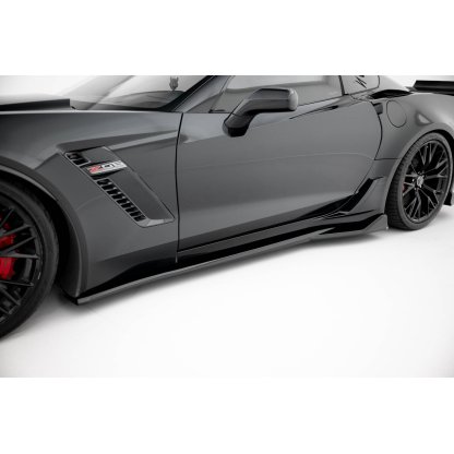 Maxton Design difuzory pod boční prahy pro Chevrolet Corvette C7, černý lesklý plast ABS, Z06