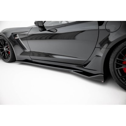 Maxton Design difuzory pod boční prahy pro Chevrolet Corvette C7, černý lesklý plast ABS, Z06