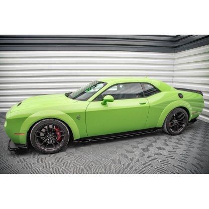 Maxton Design difuzory pod boční prahy pro Dodge Challenger MK3 SRT Hellcat Widebody, černý lesklý plast ABS