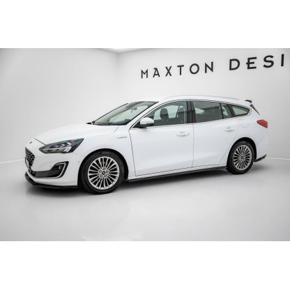 Maxton Design difuzory pod boční prahy pro Ford Focus Mk4, černý lesklý plast ABS, Vignale, Estate/Hatchback