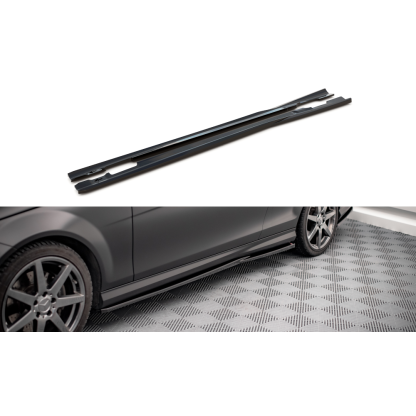 Maxton Design difuzory pod boční prahy pro Mercedes třída C W204/AMG-Line, černý lesklý plast ABS, Coupe