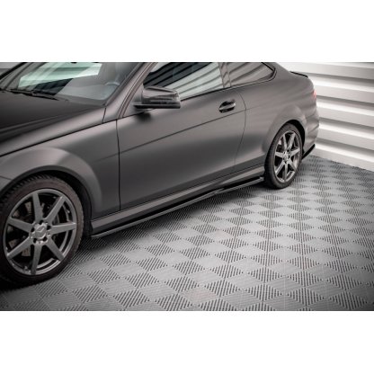 Maxton Design difuzory pod boční prahy pro Mercedes třída C W204/AMG-Line, černý lesklý plast ABS, Coupe