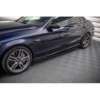 Maxton Design difuzory pod boční prahy pro Mercedes třída C W205/C43 AMG, černý lesklý plast ABS