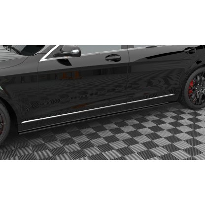 Maxton Design difuzory pod boční prahy pro Mercedes třída S W222 Standard, černý lesklý plast ABS, Long, Long Facelift