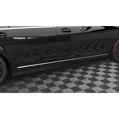 Maxton Design difuzory pod boční prahy pro Mercedes třída S W222 Standard, černý lesklý plast ABS, Long, Long Facelift