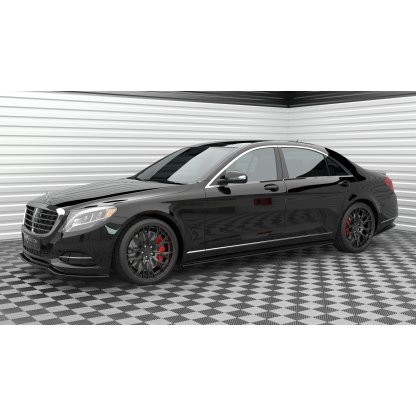 Maxton Design difuzory pod boční prahy pro Mercedes třída S W222 Standard, černý lesklý plast ABS, Long, Long Facelift