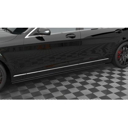 Maxton Design difuzory pod boční prahy pro Mercedes třída S W222 Standard, černý lesklý plast ABS, Long, Long Facelift