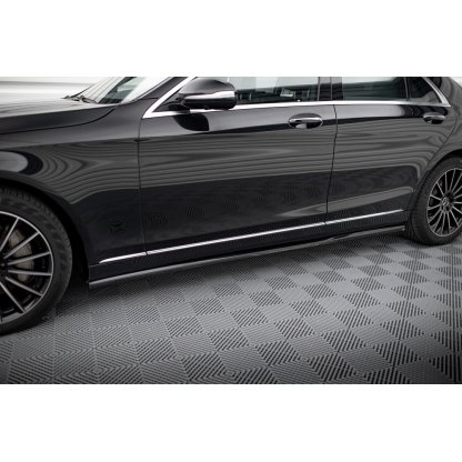 Maxton Design difuzory pod boční prahy pro Mercedes třída S W222 Standard, černý lesklý plast ABS, vč. Facelift