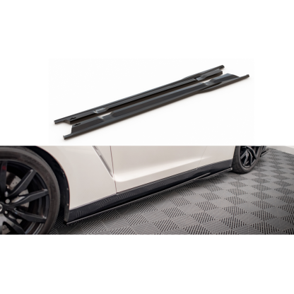 Maxton Design difuzory pod boční prahy pro Nissan GT-R R35 Facelift, černý lesklý plast ABS, r.v. 2011-2016