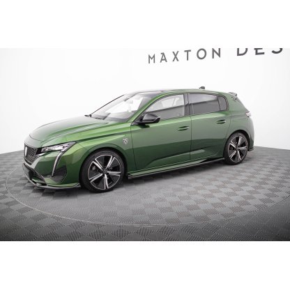 Maxton Design difuzory pod boční prahy pro Peugeot 308 GT Mk3, černý lesklý plast ABS, Hatchback