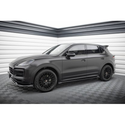 Maxton Design difuzory pod boční prahy pro Porsche Cayenne Mk3 Sport Design, černý lesklý plast ABS