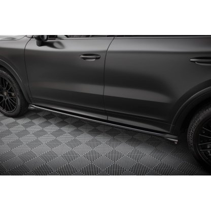 Maxton Design difuzory pod boční prahy pro Porsche Cayenne Mk3 Sport Design, černý lesklý plast ABS