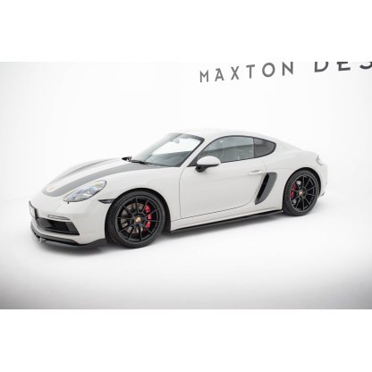 Maxton Design difuzory pod boční prahy pro Porsche Cayman 982c, černý lesklý plast ABS, 718 GTS