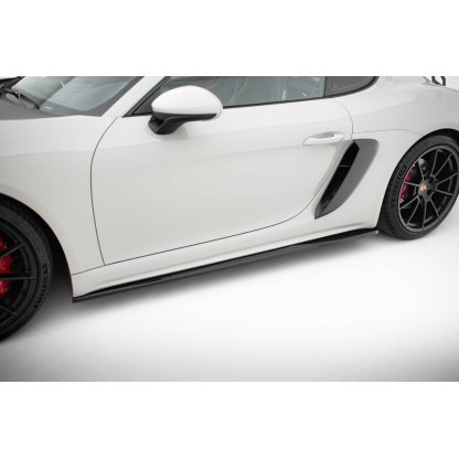 Maxton Design difuzory pod boční prahy pro Porsche Cayman 982c, černý lesklý plast ABS, 718 GTS