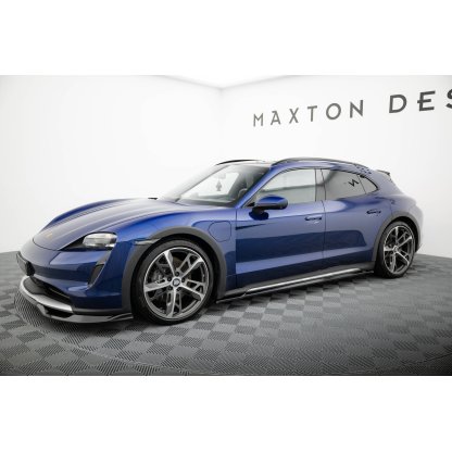 Maxton Design difuzory pod boční prahy pro Porsche Taycan 4S, černý lesklý plast ABS, Cross Turismo