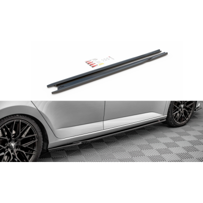 Maxton Design difuzory pod boční prahy pro Škoda Fabia Mk3, černý lesklý plast ABS