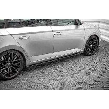 Maxton Design difuzory pod boční prahy pro Škoda Fabia Mk3, černý lesklý plast ABS