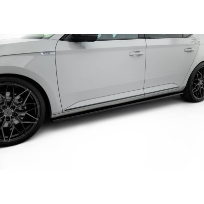 Maxton Design difuzory pod boční prahy pro Škoda Superb Mk3, černý lesklý plast ABS