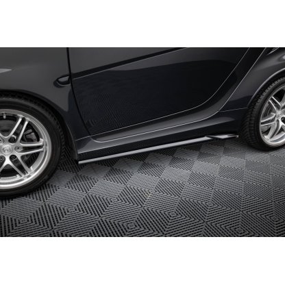Maxton Design difuzory pod boční prahy pro Smart Fortwo C451 Facelift, černý lesklý plast ABS, Brabus