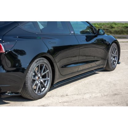 Maxton Design difuzory pod boční prahy pro Tesla Model 3 Mk1, černý lesklý plast ABS