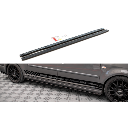 Maxton Design difuzory pod boční prahy pro Volkswagen Caddy Mk3 Facelift, černý lesklý plast ABS, pro verzi Long