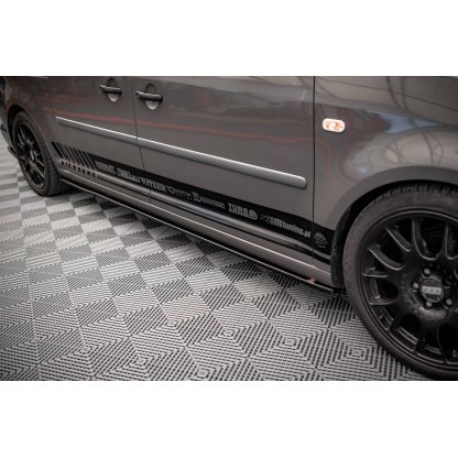 Maxton Design difuzory pod boční prahy pro Volkswagen Caddy Mk3 Facelift, černý lesklý plast ABS, pro verzi Long